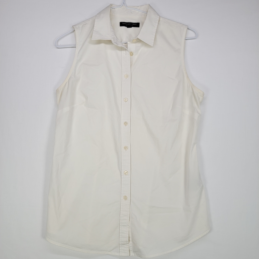 Banana Republic Sleeveless White Button-Down Riley Shirt